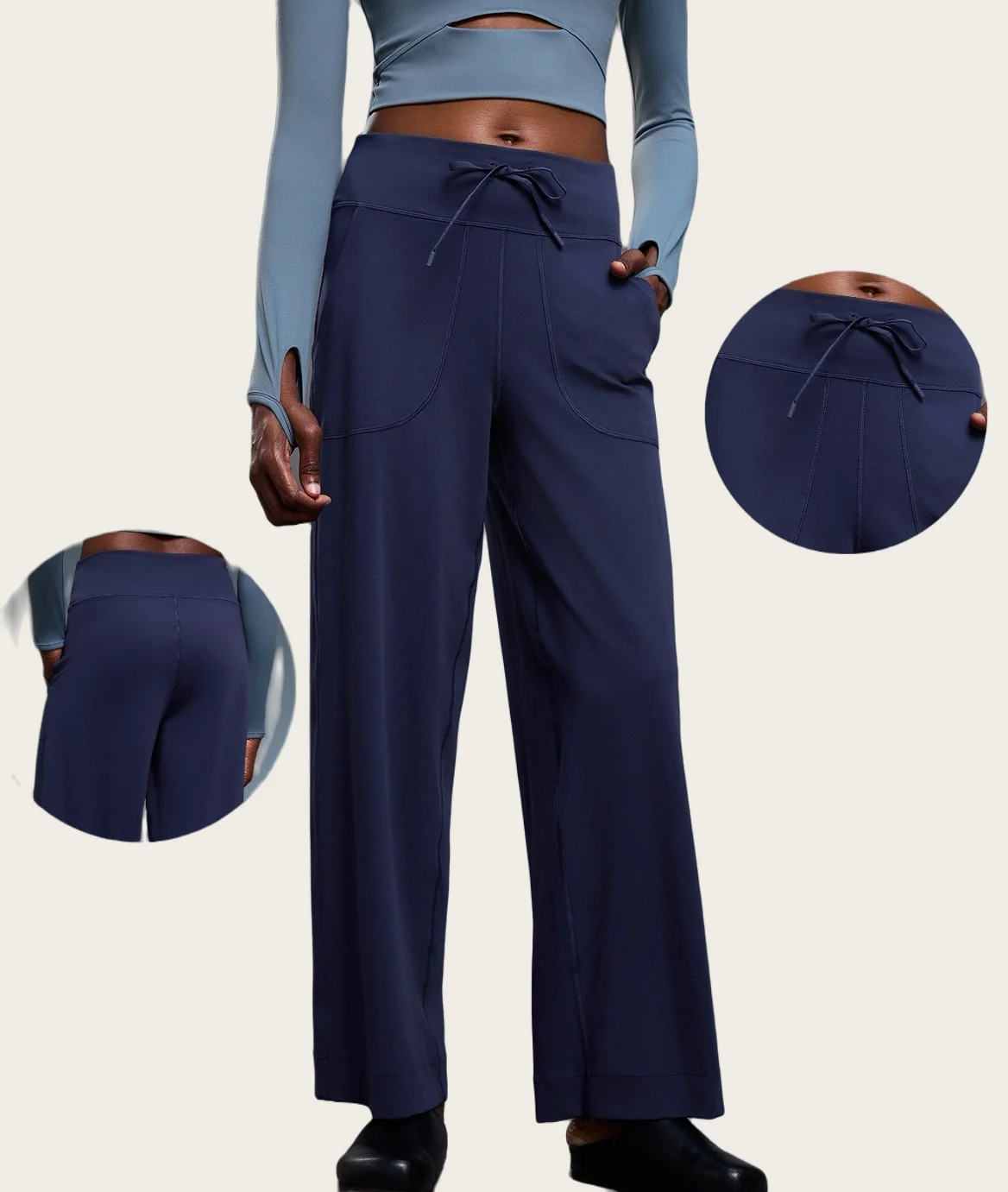 

Autumn Naked Feel High Waist Drawstring Straight Leg Pants Women Loose Tummy Control Comfort Outdoor Gym Yoga Workout Trousers