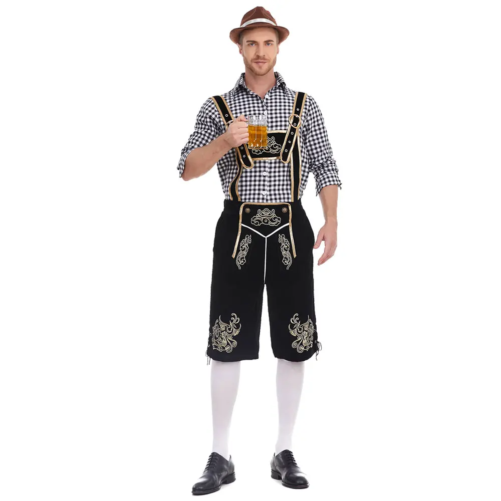 

Adult Male Munich Oktoberfest Performance Costume Set Halloween German Beer Costume Overalls Party Performance Costume