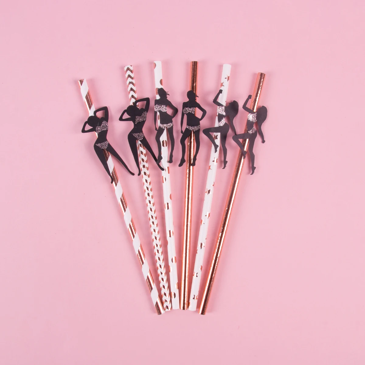 6pcs Bachelorette Party Decoration Straws Funny Dancing Man Female Confetti Paper Drinking Straw for Hen Girls Night Adult party