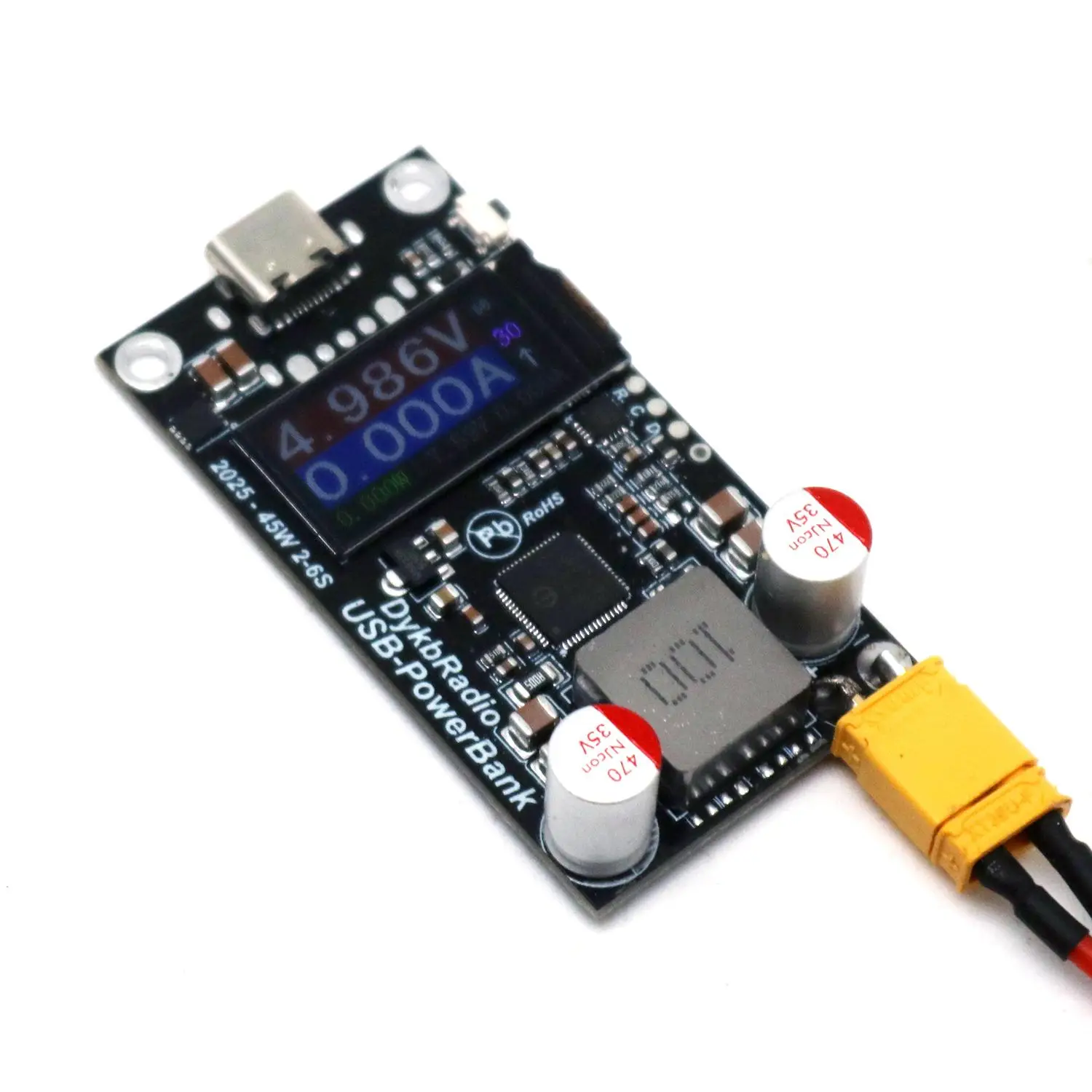 2S-6S 45W Fast Charger Power Bank W Display PD3.1 Type-c Bidirectional 3S 4S BMS Li-ion LiFePO4 RC Battery Charging /Discharger