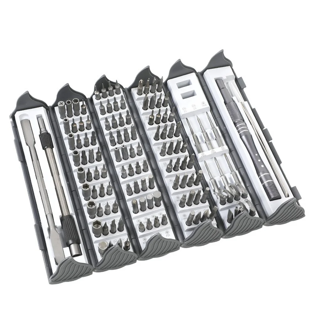 128-in-1 Magnetic Screwdriver Set Alloy Steel Bits With Roll Up Storage Organized For Multiple Repair DIY Tasks
