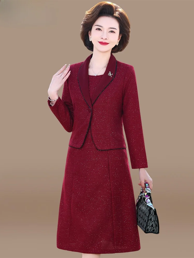 tenue-de-ceremonie-printaniere-pour-maman-et-belle-mere-robe-mi-longue-col-v-pour-femmes-d'Age-moyen-et-Elegantes