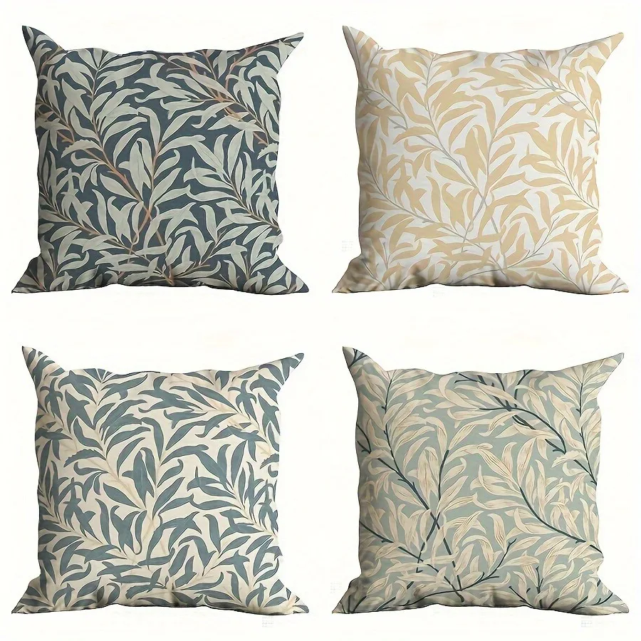 Botanical Leaf Print Pillow Covers 4PCS Cushion Throw Pillowcase Set Decorative Jungle Pattern Home Decor for Bedroom Living Roo