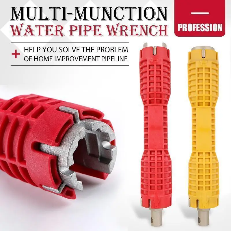 Llave mágica multifunción 8 en 1, herramienta de fontanería para fregadero, desmontaje multifuncional, función de llave de enchufe, tuerca de tornillo de doble extremo Fa