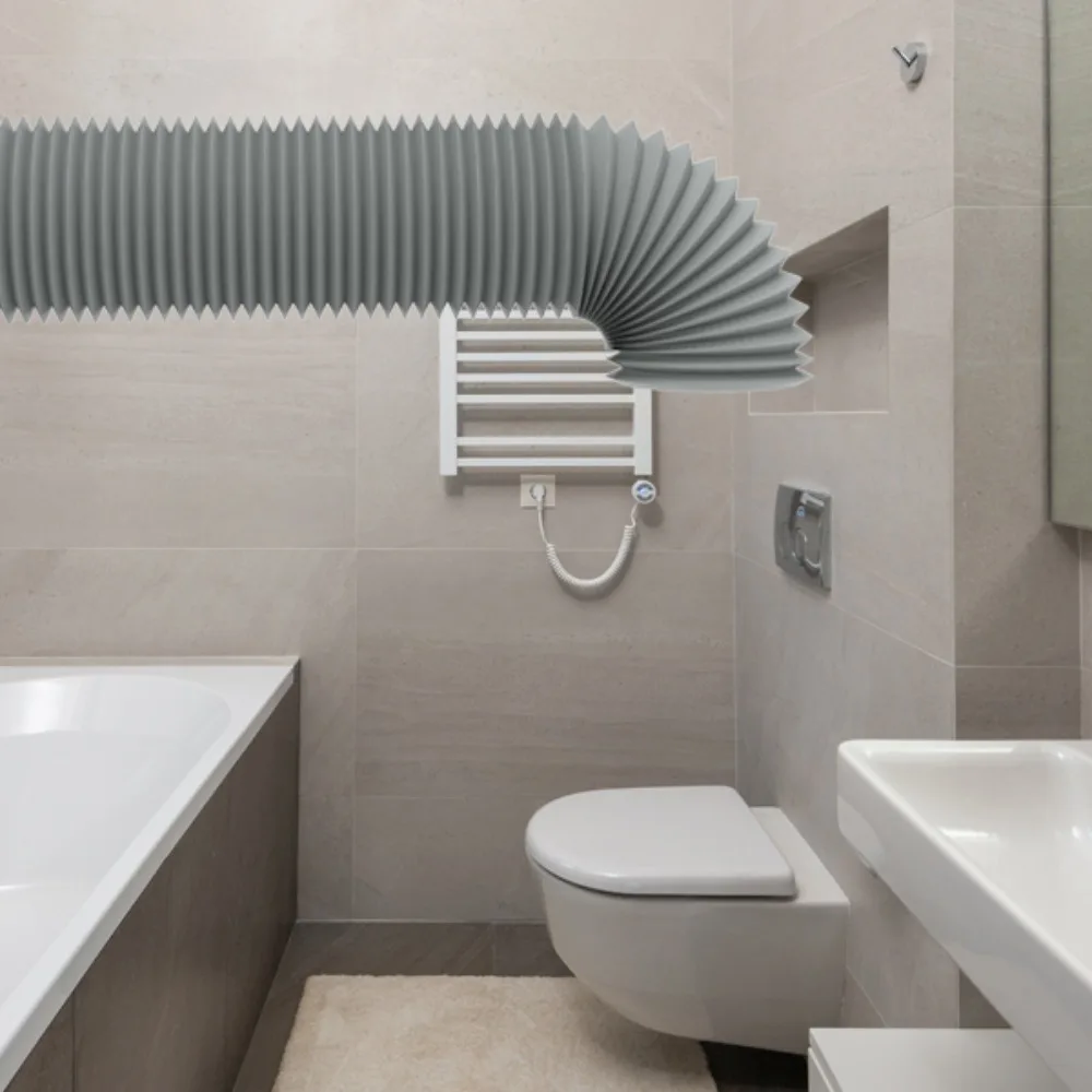 4 بوصة مجفف تنفيس خرطوم رمادي الألومنيوم احباط مجاري الهواء مع 2 مشبك من الفولاذ المقاوم للصدأ 6 طبقة حماية أنبوب العادم التهوية