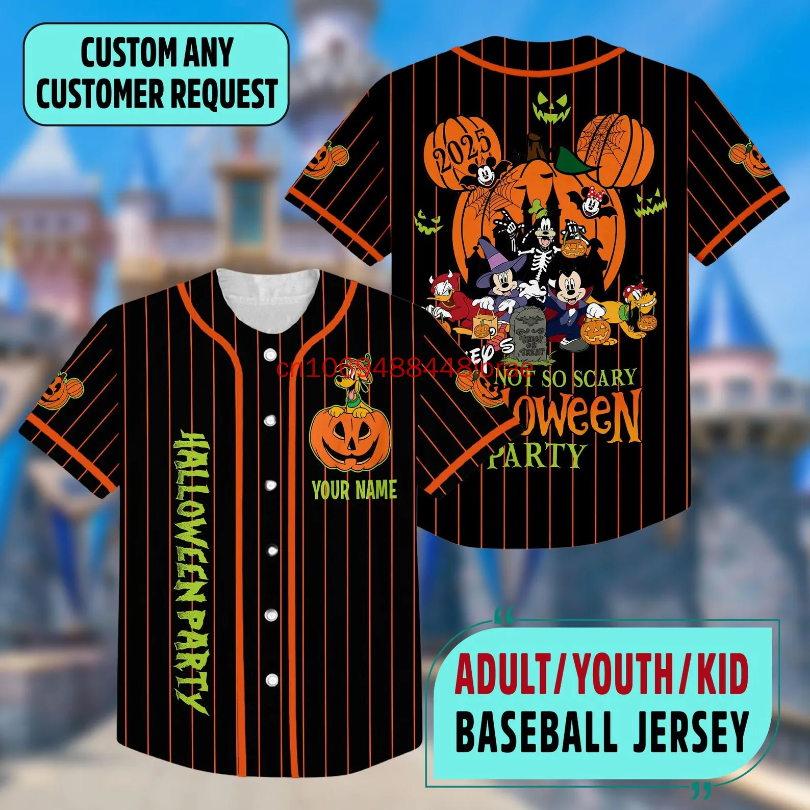 

Custom Disney Mickey Halloween Baseball Jersey Mickey Not So Scary Halloween Jersey Disneyland Family Matching Halloween Shirt