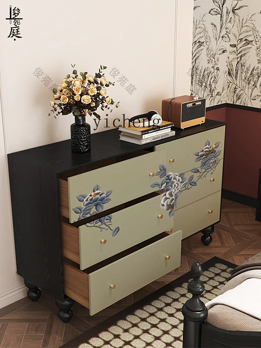antique household solid wood multi-functional locker entrance living room decoration retro storage cabinet