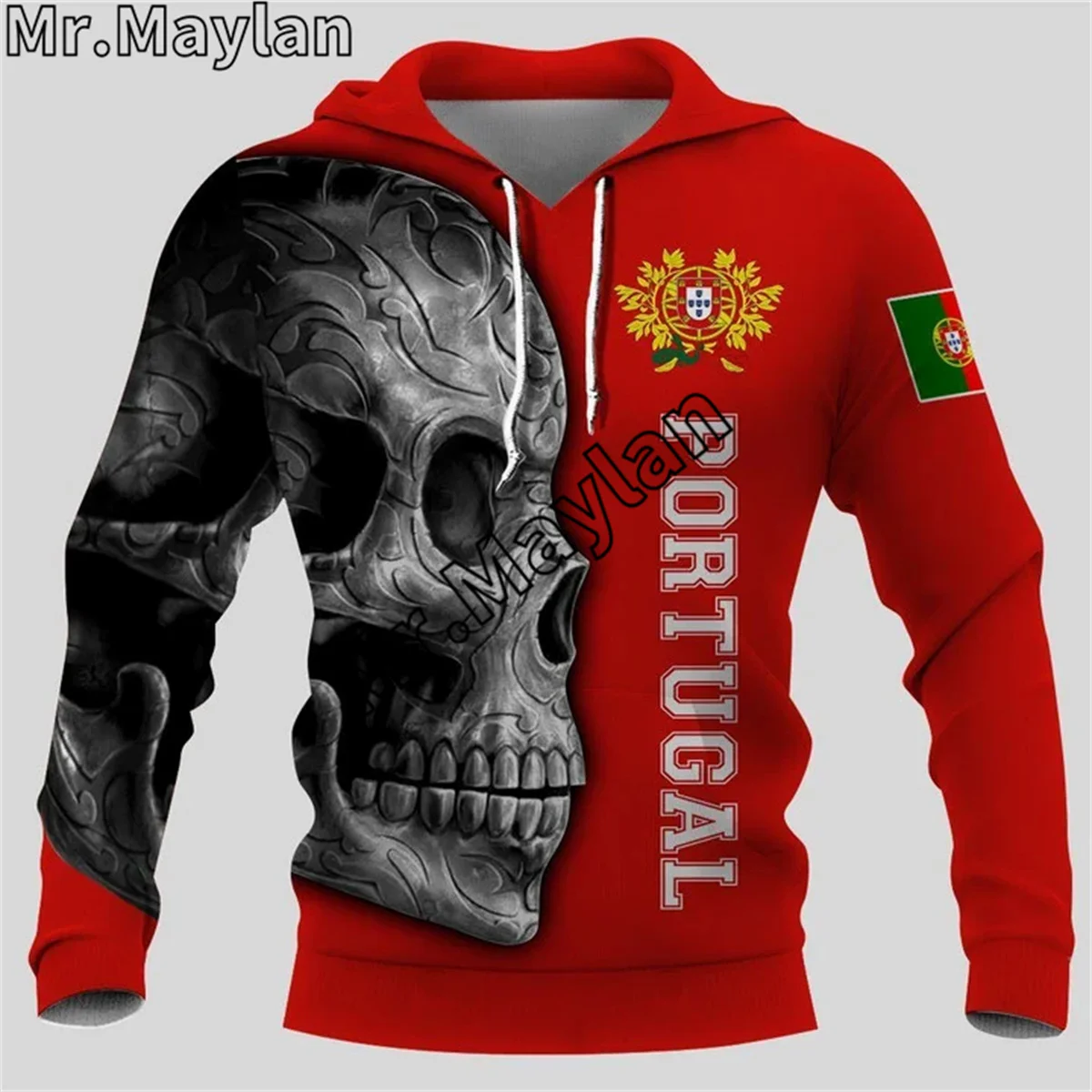 CUSTOMIZE PORTUGAL Flag Skull RED 3D Printed Hoodie Men/Women Sweatshirt Streetwear Zip Pullover Casual Jacket Tracksuits K-156