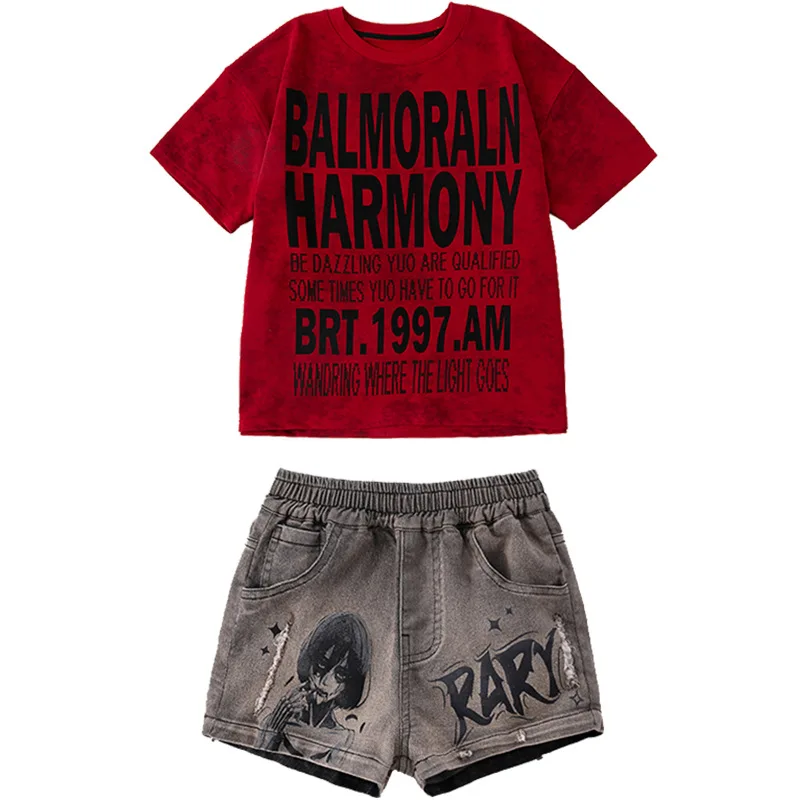 Mädchen Hip Hop Coole Weste Mit Kapuze Denim Shorts Mode Street Dance Kostüme Gruppe Streetwear Jazz Bühne Leistung Kleidung Sets