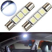 10Pcs Festoon LED 31mm C5W Car LED Interior Light T6 3SMD 5050 Dome Lights Reading License Plate Light 6000K White