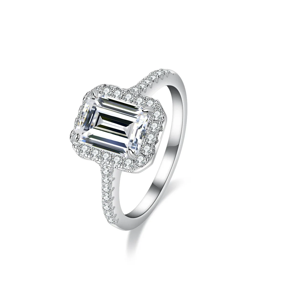 Luxury-Set Rectangle Ring 3ct Moissanite PT950 Platinum - Distinct angular glow, platinum band, top-tier gift choice