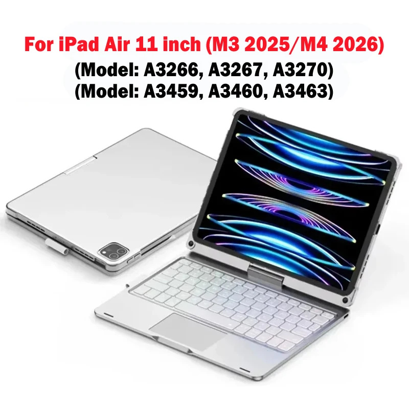Nieuw Magic Keyboard voor iPad 11e generatie 2025 A16, toetsenbordhoes voor iPad Air 7, 11, 13 inch 2025 M3, 360 graden draaibaar met achtergrondverlichting