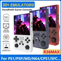 128GB R36MAX Retro Handheld Game Console Linux System 4 Inch IPS Screen Portable Video Players Dual Joystick 64G Games for Kids