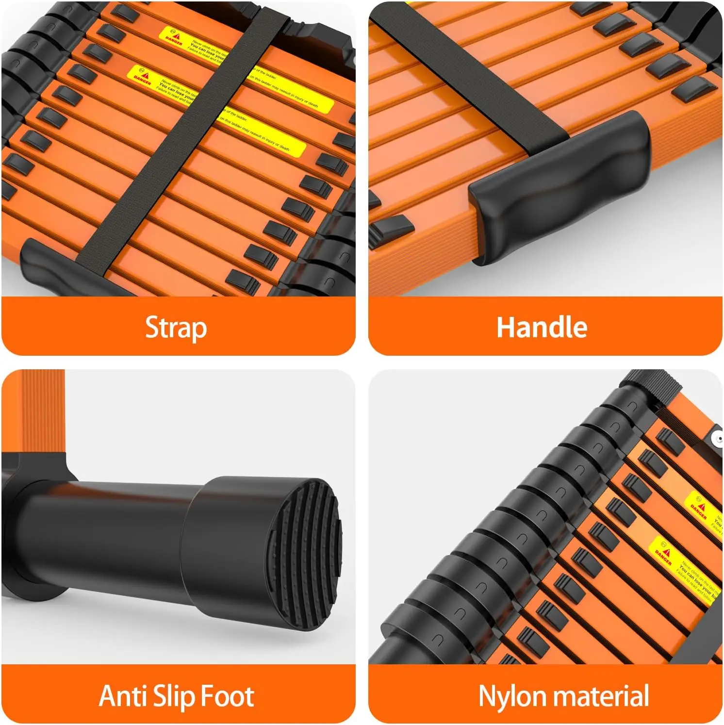 Telescoping Ladder,12.5 FT Extension Ladder, Heavy Duty 330lbs Max Capacity, Multi-Purpose Collapsible Ladder for RV or Outdoor