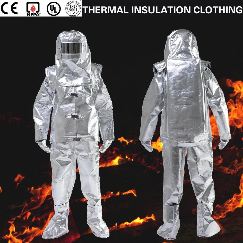 Vêtements aluminisés anti-rayonnement thermique, protection complète du corps, arrang, résistant au feu, isolation de degré de chaleur, 1000