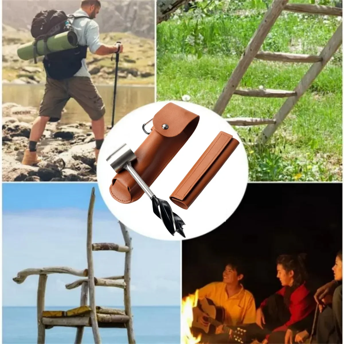 Imagem -06 - Broca Auger Wrench Hand Outdoor Survival Gear Tool Artesanato na Selva Camping Bushcraft Acessórios Esportes