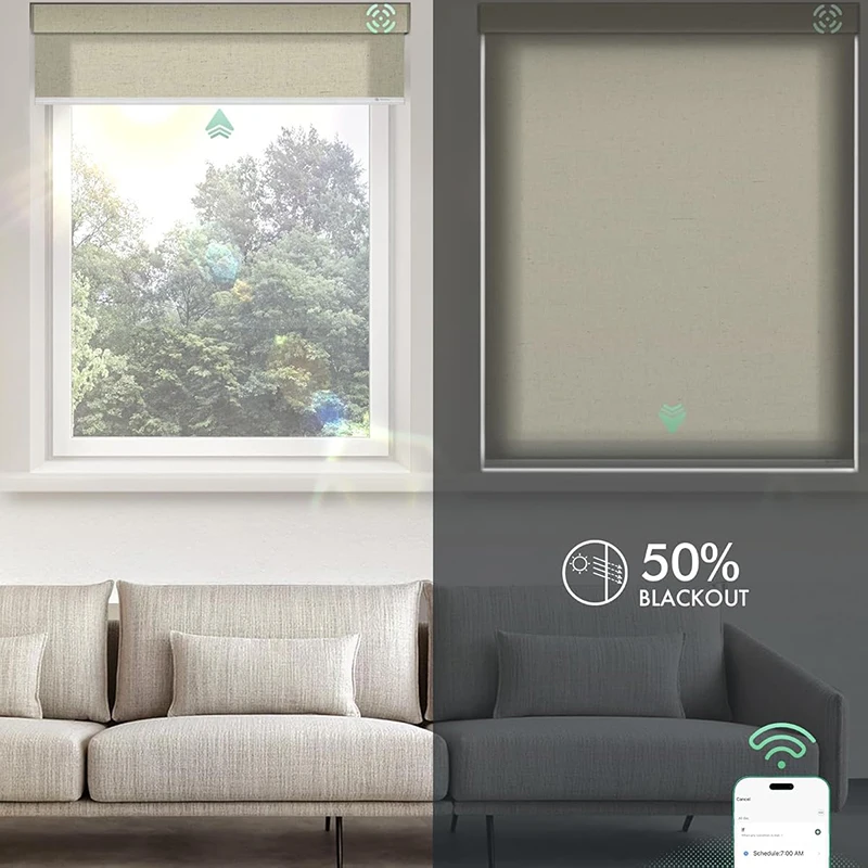 تصميم جديد مربع كاسيت 50% التعتيم الحراري معزول الحد من الضوضاء الستائر الدوارة الكهربائية الذكية لغرفة النوم #2