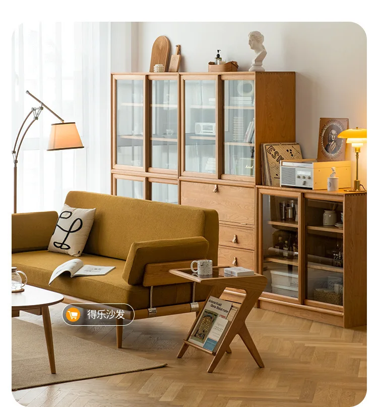 Night Stand Wooden Rattan Side Table with Glass Top Mini Storage Shelf for Living Room Home Coffee Furniture