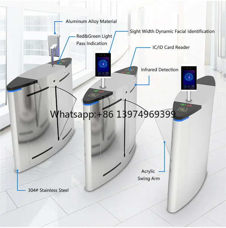 Automatic Anti-tailgating Security Entrance QR Code Face Recognition Flap Barrier Gate Access Control System