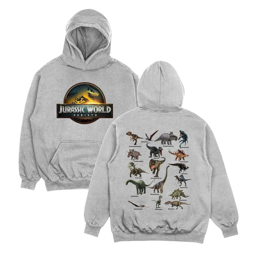سترة بغطاء للرأس للرجال من Jurassics World Rebirth بشعار الديناصورات للجنسين للنساء والرجال بلوفرات صوف بأكمام طويلة ملابس خروج فضفاضة