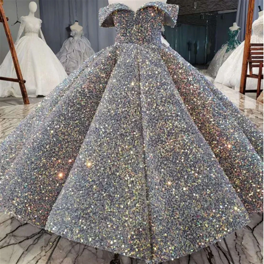 

First Communion Dresses Sleeveless Shoulder Wipe Sequins Flower Girls Dress Wedding Party Dance Beauty Pageant Fantasy Kids Gift