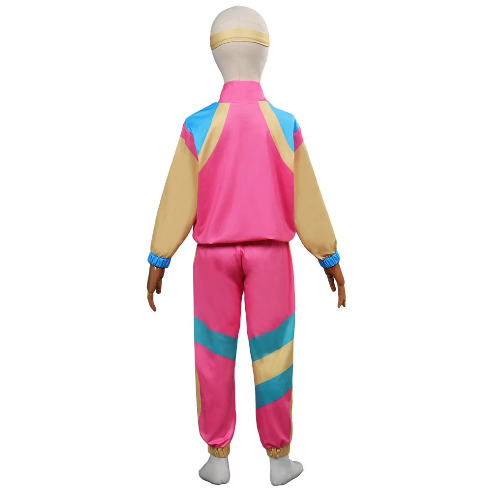 Retro 80s 90s Tracksuit Kids Hip Hop Costume Boys Girls Jacket Coat Pants Headband Outfits Disco Dance Sportswear Halloween Suit