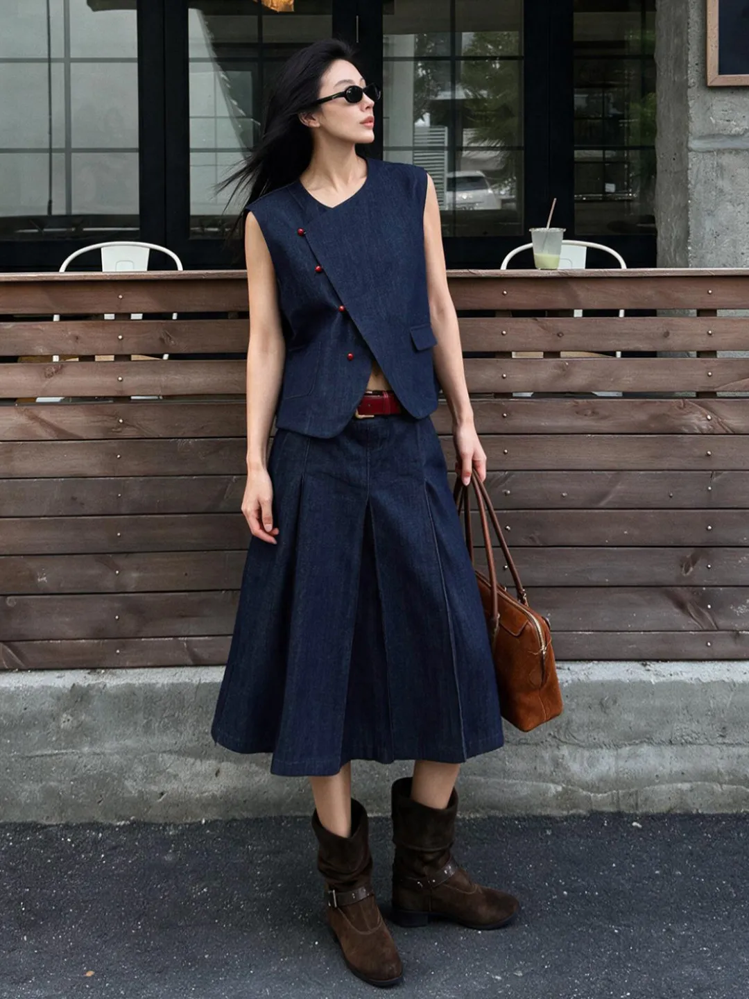 Washed Denim Vest And  Skirt Set Women's Summer 2026 Retro Chinese Style Two-Piece Suit Loose Fit Korean Style Casual Wear