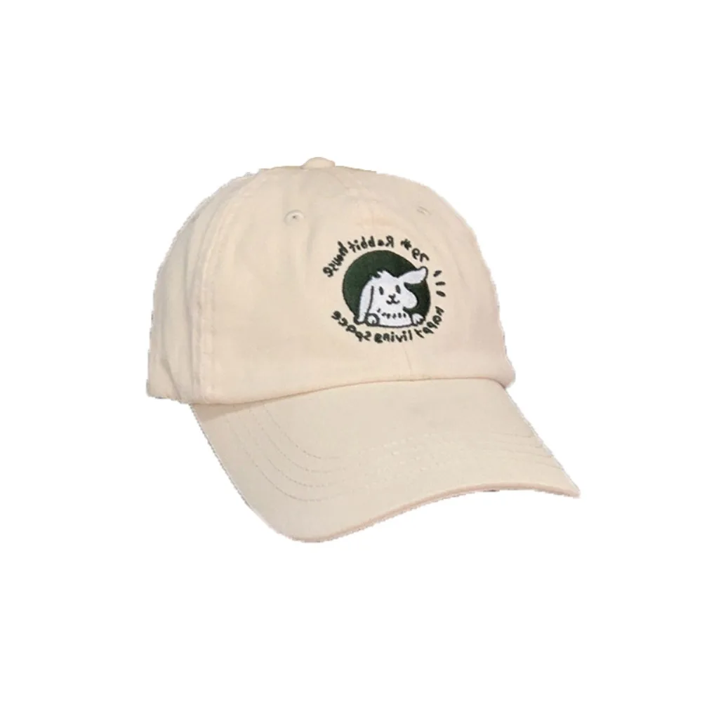 

Модная регулируемая бейсболка с кроликом, винтажная хлопковая бейсболка в корейском стиле, с вышивкой, повседневная, для подростков, унисекс