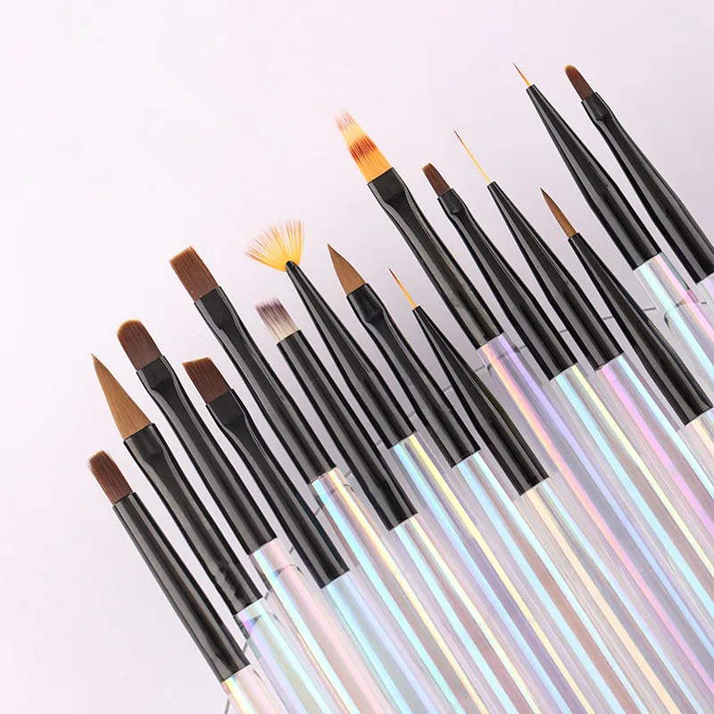 15Style Transparent Handle Nail Art Pen Brush Coloring Pen L