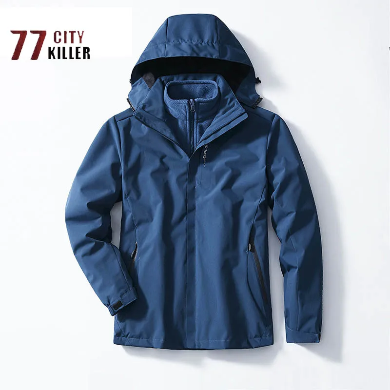 

2022 New Autumn and Winter Men's Tactical Jacket Outdoor Windproof and Warm Two-piece Men's Zipper Hooded Sports Breathable Coat