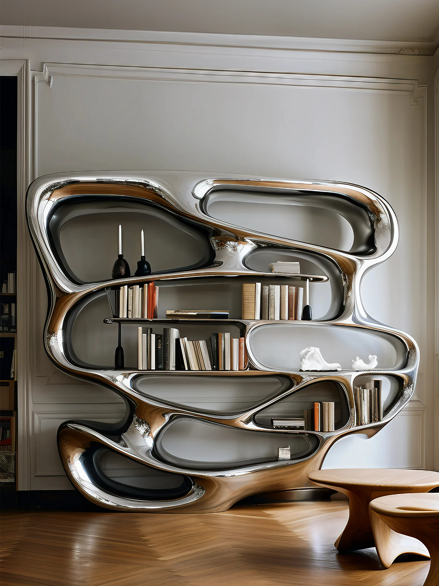 Modern light luxury art creative bookshelves international pavilion furniture