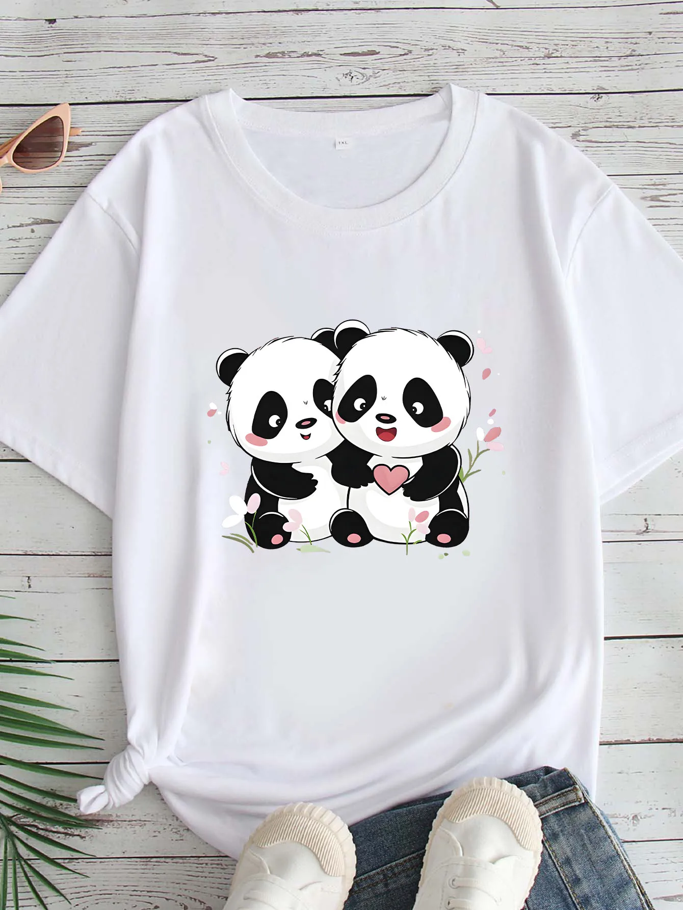 

Женская футболка большого размера с принтом, круглым вырезом и короткими рукавами, размеры 1-7XL, удобный повседневный топ в европейском стиле