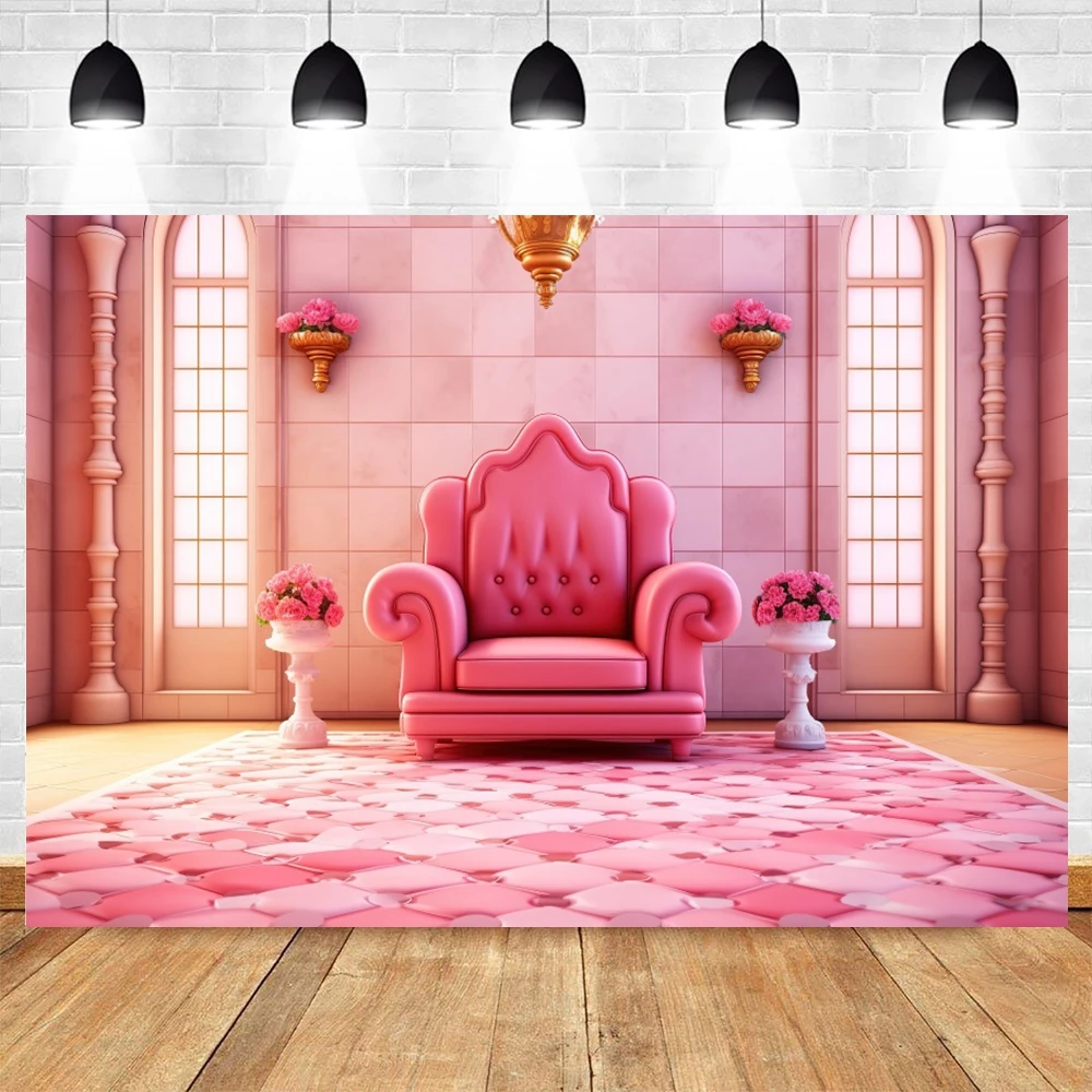 Pink Castle Backdrop Palace Interior Scene Princess Birthday Party Bride Portrait Wedding Photography Background Photostudio