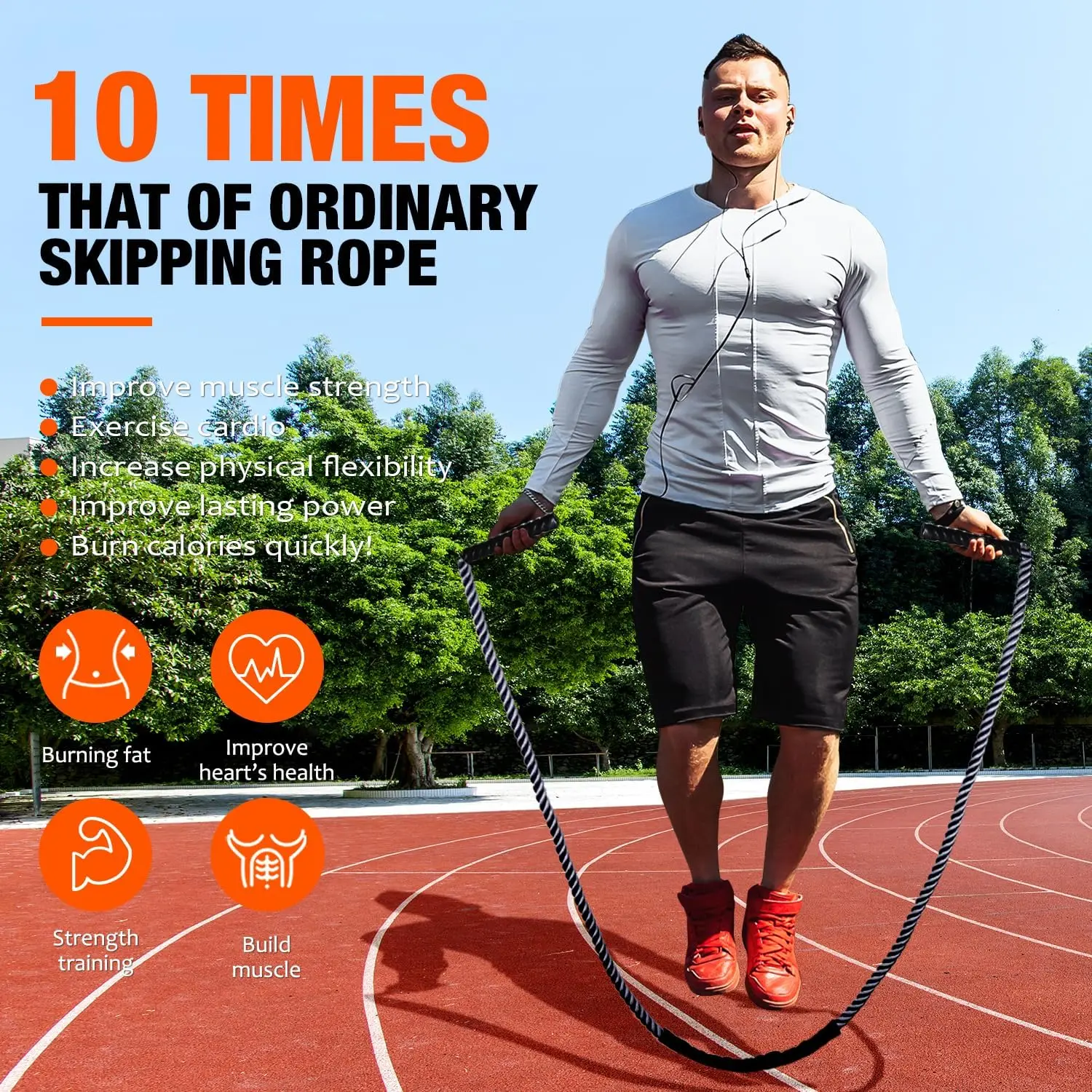 Weighted Jump Rope for Fitness, Heavy Skipping Rope for Home Gym, Full Body Workout Equipment for Men Women