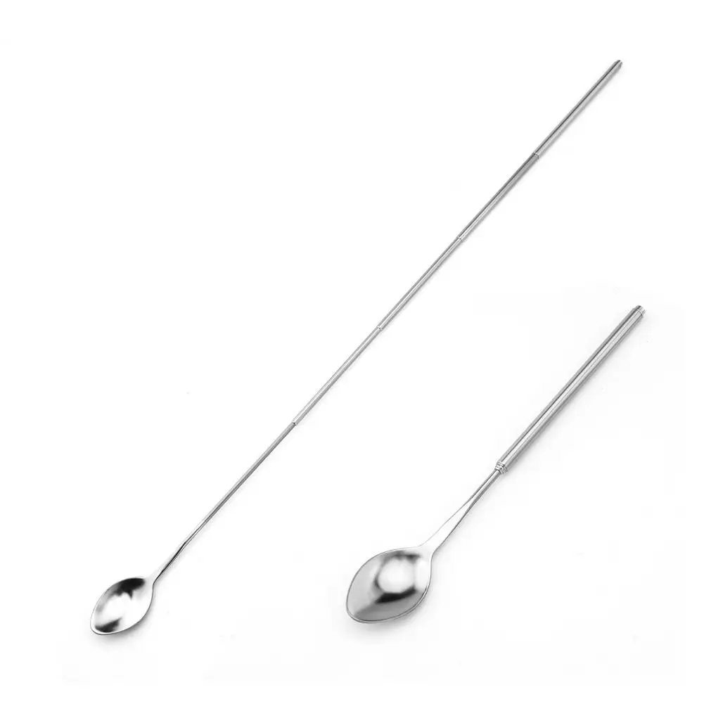 Telescopic Fork Spoon Practical Entertainment Utensil Telescopic Stainless Steel Bbq Fork Spoon Set Extendable Long for Outdoor