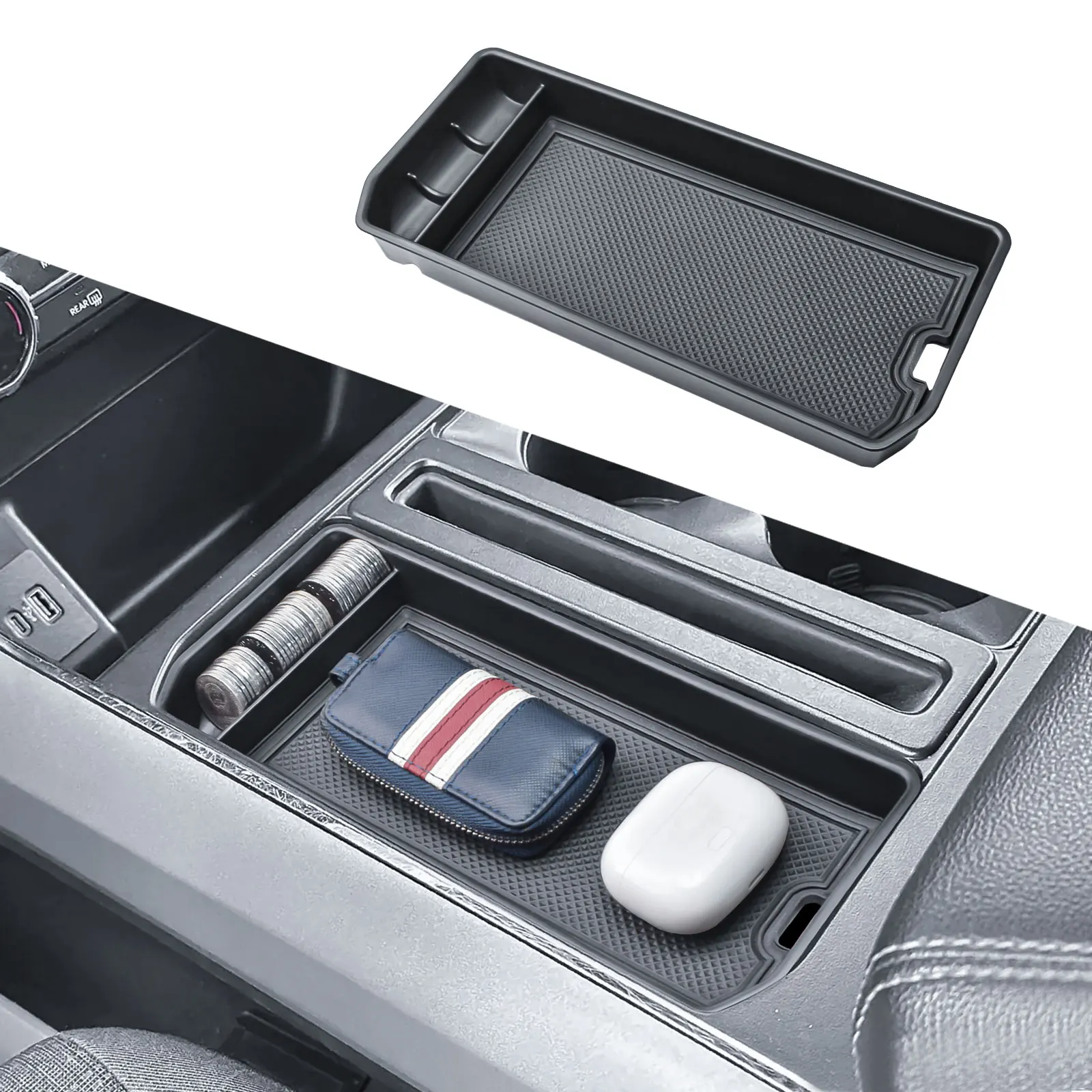 

Center Console Pocket Cover for Ford F150 2021-2024 2025 Adapter Insert Tray Gear Shifter Hidden Panel Insert Car Storage Cover