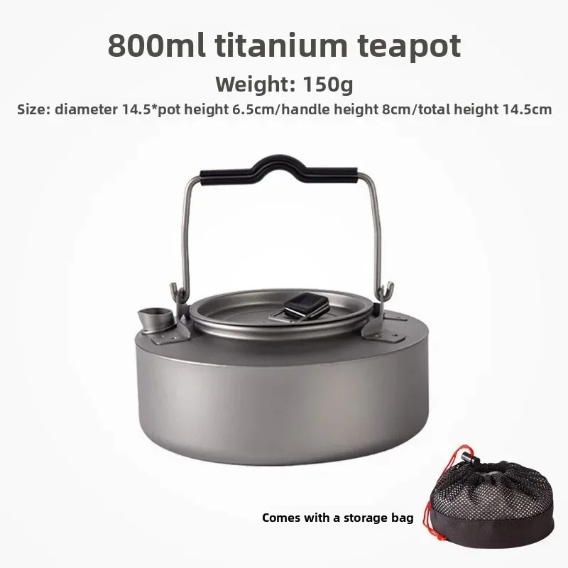 Pure Titanium Camping Kettle Lightweight Portable Teapot for Outdoor Hiking Picnic Tea Making Tools