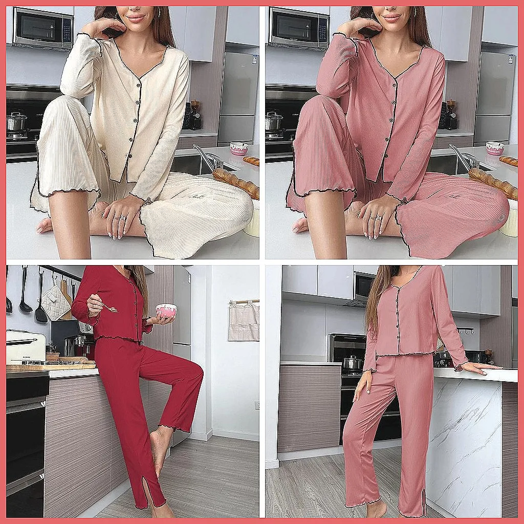 

Women's Autumn Pajama Set Long Sleeve Loungewear Soft Sleepwear Home Clothes Comfortable