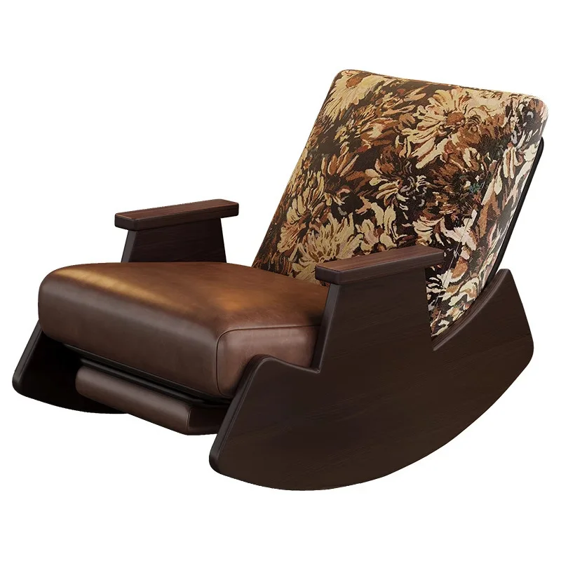 

Solid wood retro rocking chair, balcony recliner lazy sofa chair, household living room adult free chair single rocking chair