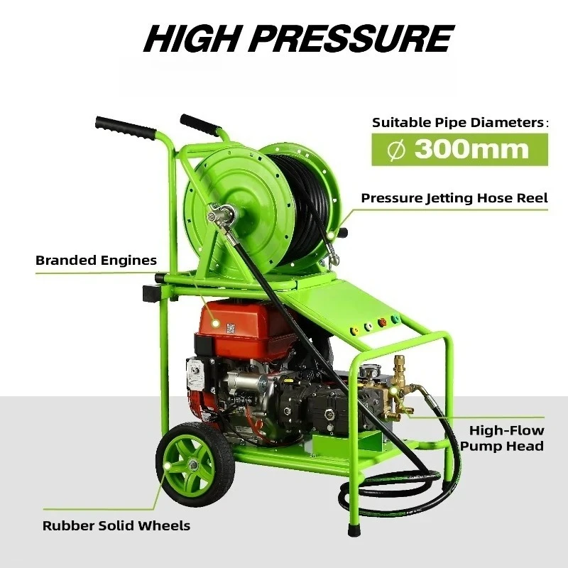 25L 200 Bar Engine Power Pipeline Pipe Dredging Unclogging Sewer and Drain Cleaning Machine Machines