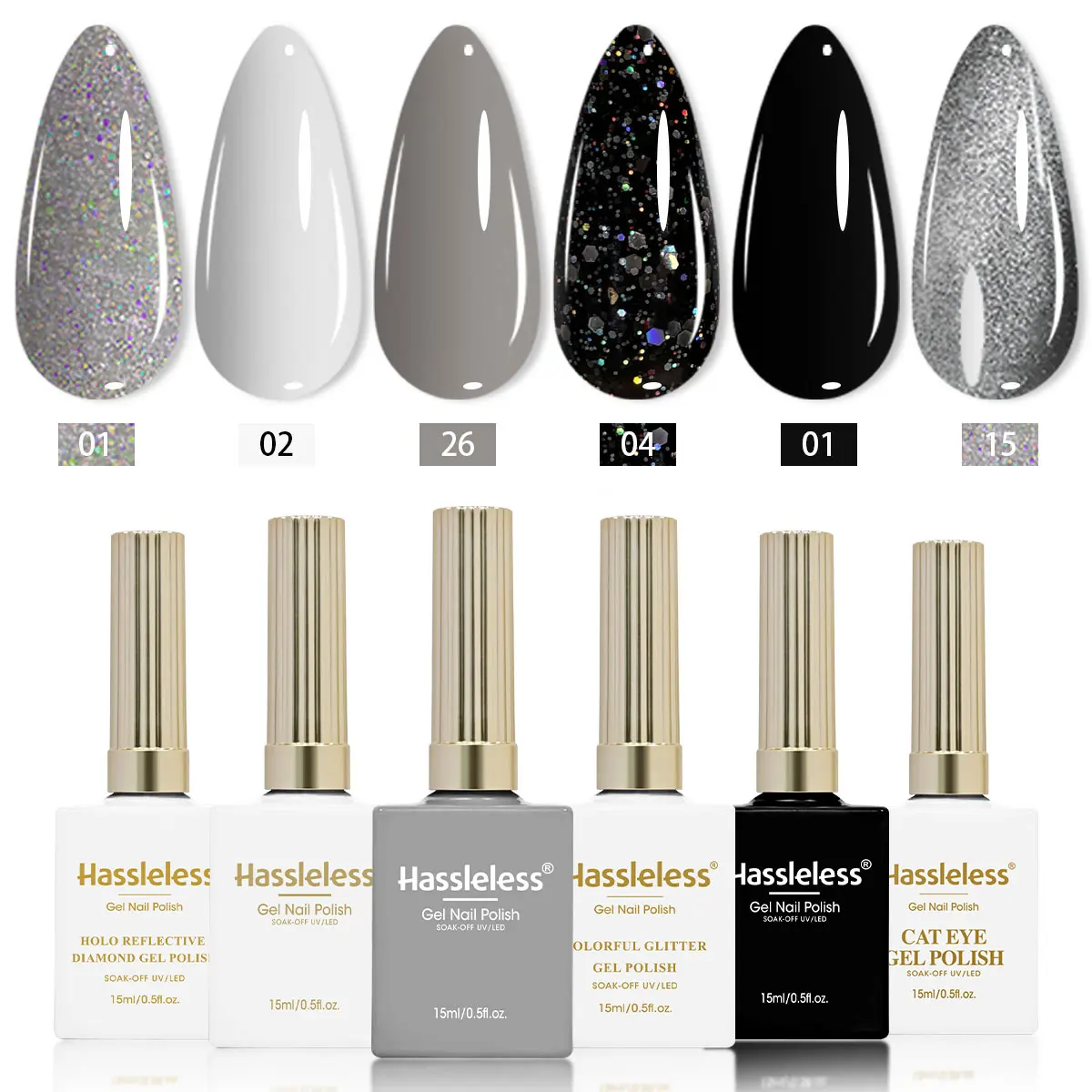 Hassleless 6Pcs 0.5 oz Nail Polish, Alcohol-Free, Create Salon-Quality Manicures at Home