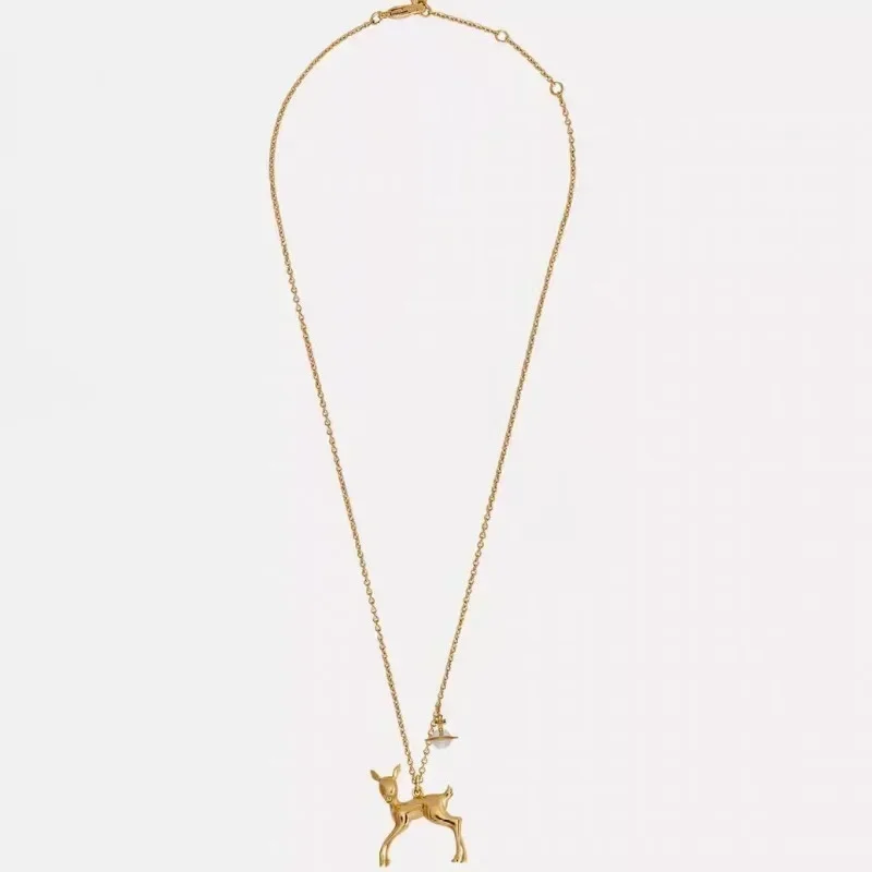 Vivienne Westwood Elk Christmas Limited Edition 925 Saturn Necklace ins Deer Pendant Clavicle Chain