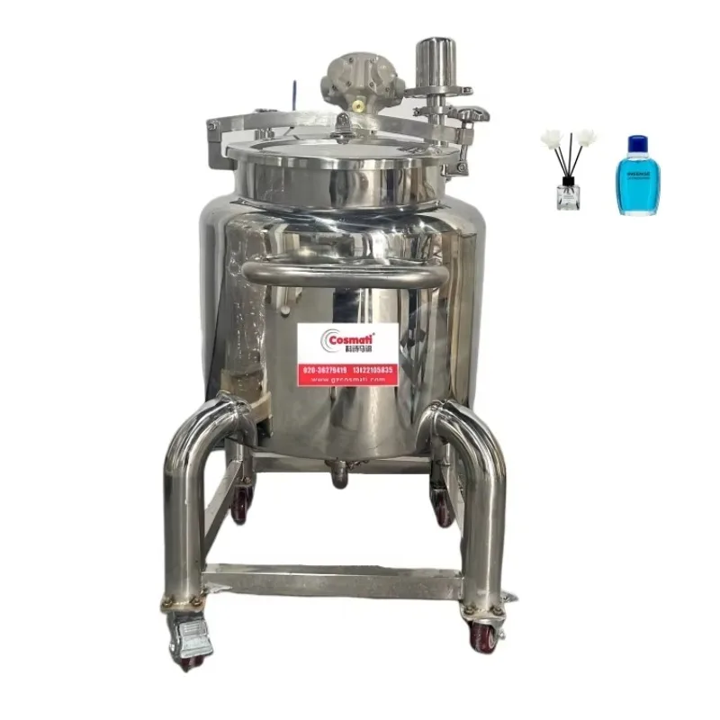 50L 100L Cosmetics Perfume Liquid Raw Materials Essential Oil Mixing Storage Tank with Pneumatic Mixer