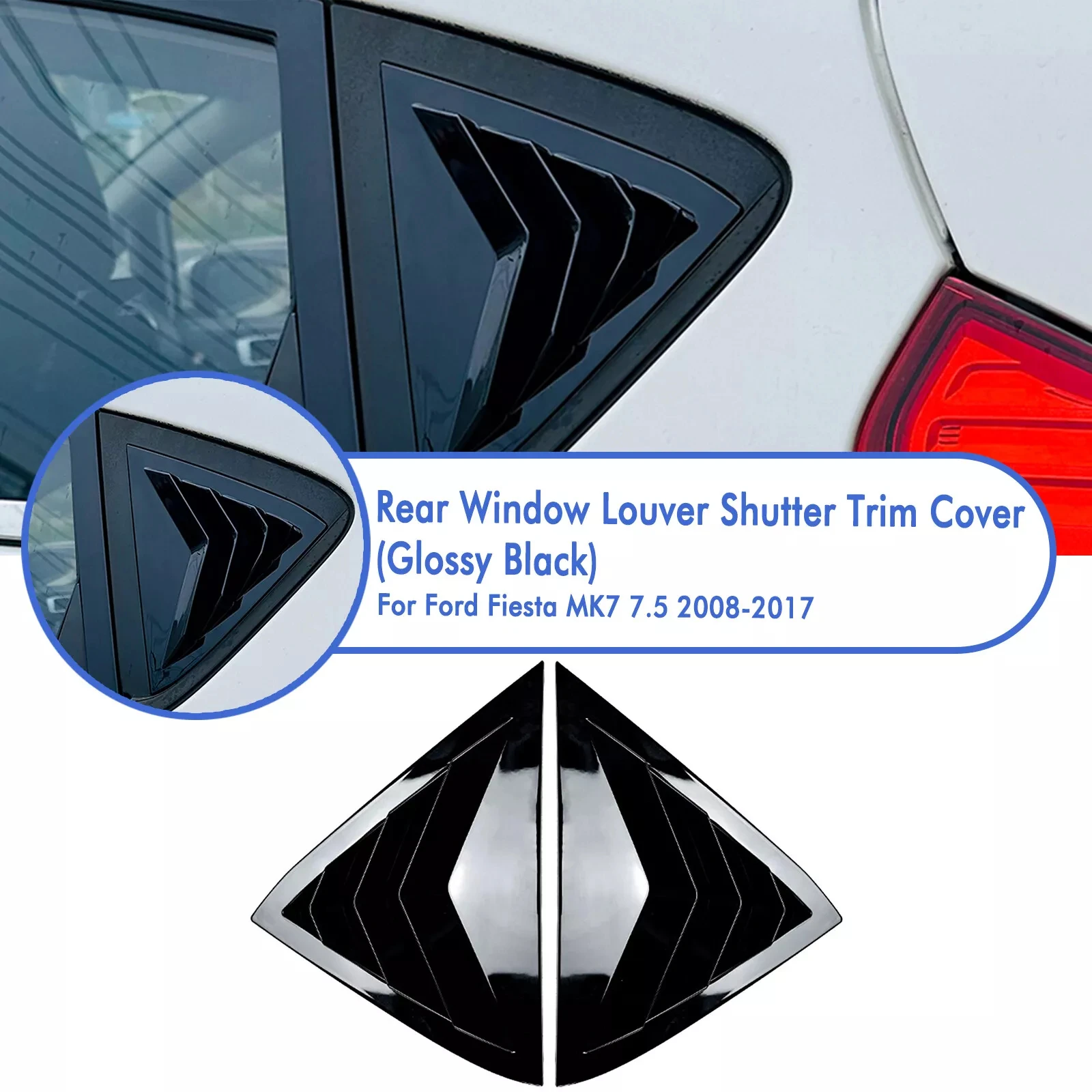 Para ford fiesta mk7 mk7.5 2008-2017 janela lateral traseira grelha aberturas de ar capa spoiler janela lateral do carro decoração capa