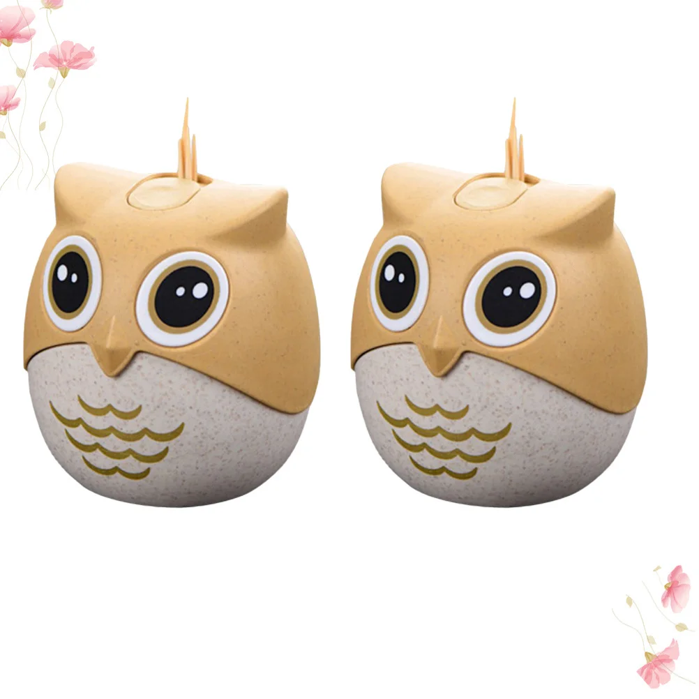 

2Pcs Creative Cartoon Owl Toothpick Holder Ecofriendly Home Decor Unique Adorable Style for Kitchen Coffee Shop Restaurant