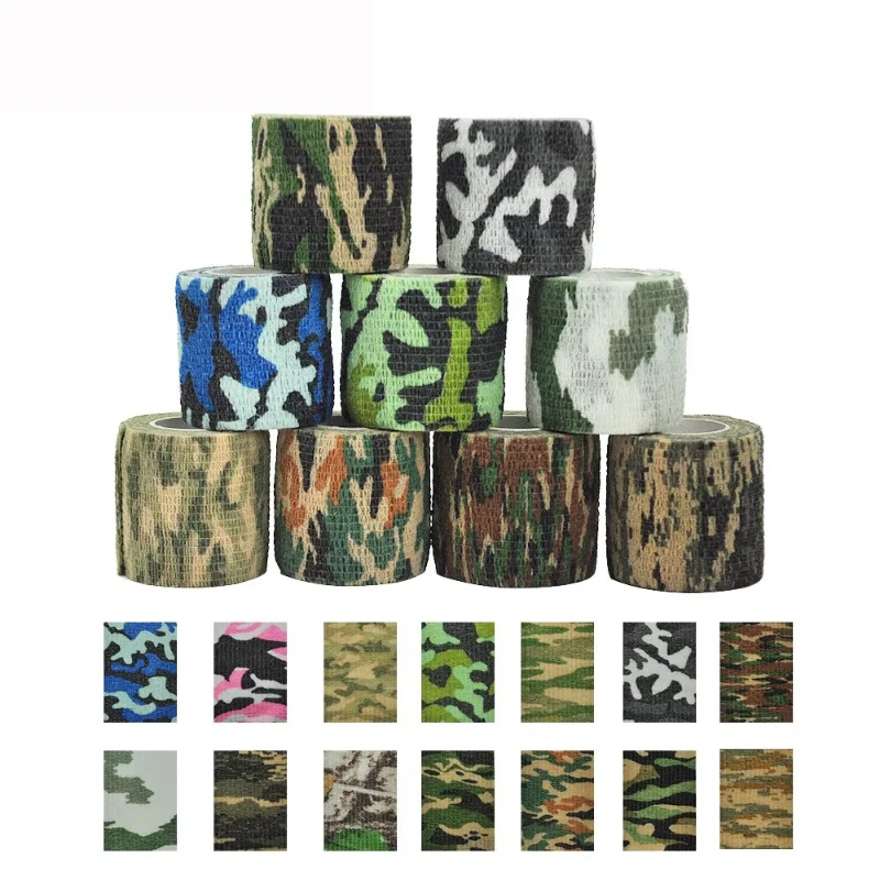 

Камуфляжная эластичная лента для маскировки на открытом воздухе, самоклеящаяся спортивная защита для коленей, пальцев, лодыжек, бандаж для занятий спортом