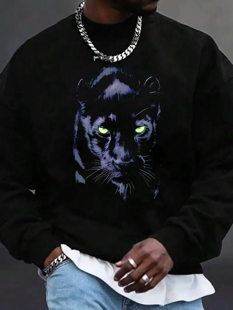 سويت شيرت رجالي فضفاض بغطاء للرأس، بلوفر أسود على طراز الشارع، قميص أمريكي كاجوال بقلنسوة، مناسب لهدايا عيد الميلاد #1