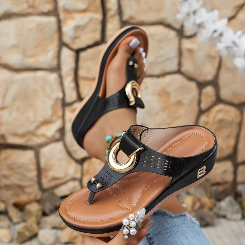 Summer Slippers Women 2025 Big Size Platform Wedges Sandals Slippers Non-Slip Open Toe Flip Flops Ladies Comfortable Beach Shoes image 6
