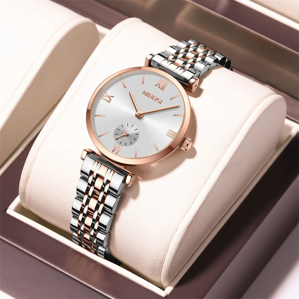 

NIBOSI Brand New Fashion Quartz Watch Women Luxury Rose Gold Stainless Steel Bracelet Watches Women's Clock Relogio Feminino