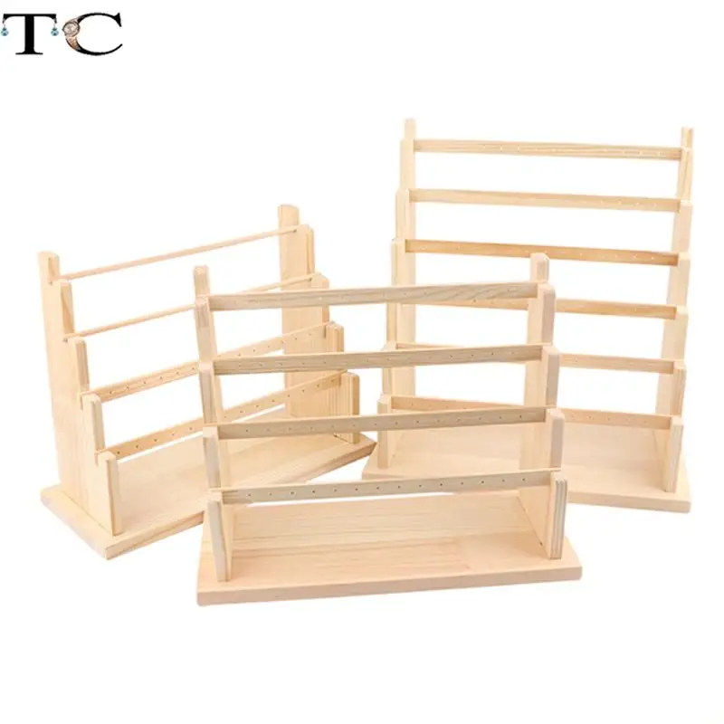 Solid Wood Earring Stud Display Rack Multi-Layer Detachable Log Earring Rack Hanging Earring Card Rack Large Earring Rack